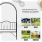 Black metal arbor bench with arched trellis frame and decorative end panels