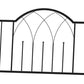 Black metal arched trellis back panel with curved grid details