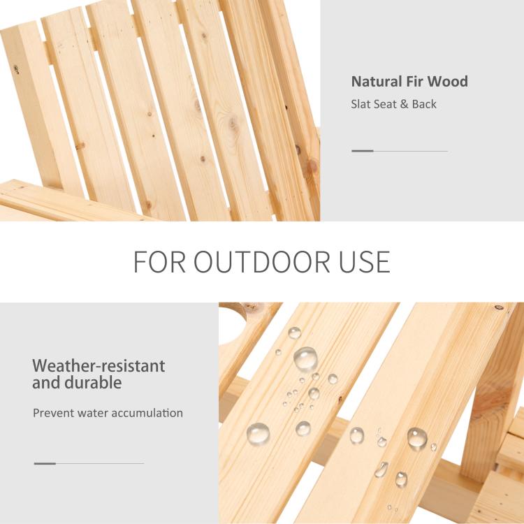 Natural fir wood slatted seat and back on outdoor patio bench