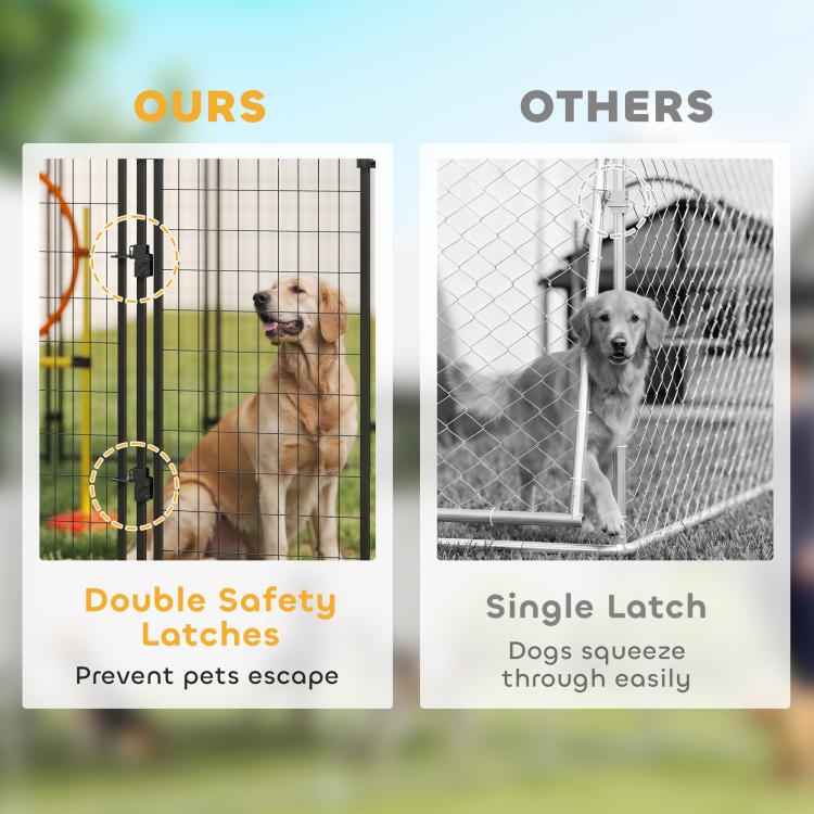Outdoor welded wire dog kennel panel with double safety latches and escape-proof lock