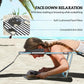 Face-down tanning chaise lounge with cushioned face pillow and black-and-white striped cover