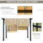Retractable beige canopy with two-piece divided cloth and slide slot design
