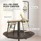All-in-one bird play center with toy hanger, ladders, wood perch, and tray