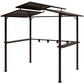 Hardtop grill gazebo frame with dark double roof panels and built-in side shelf ledge.
