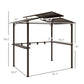 Hardtop grill gazebo with double metal roof and side shelf, shown with size diagram.