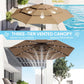 Khaki three-tier vented umbrella canopy with solar LED light strings