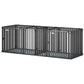 Extra-large heavy-duty dog kennel with front doors and raised divider, dark steel frame