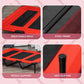 Red elevated dog cot with breathable black mesh and steel frame details