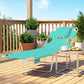Light green outdoor folding lounge chair with face hole and cushioned head pillow