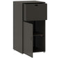 Outdoor towel rack cabinet with drawer, dark brown, side view, closed doors