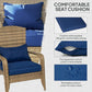 Dark blue padded cushion set for rattan wicker Adirondack chair, zippered cover