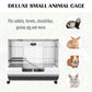 Deluxe two-level small animal cage with wire enclosure, ramp, and slide-out tray, white
