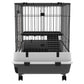 Large wire small animal cage with front bars and lower tray, black base