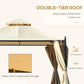Cream two-tier gazebo canopy with beige side curtains for UV protection and airflow