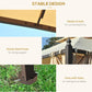 Steel-framed outdoor gazebo with cream two-tier roof and beige curtained sides, grounded feet