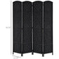 Black 4-panel room divider privacy screen with straight panel edges and stand legs