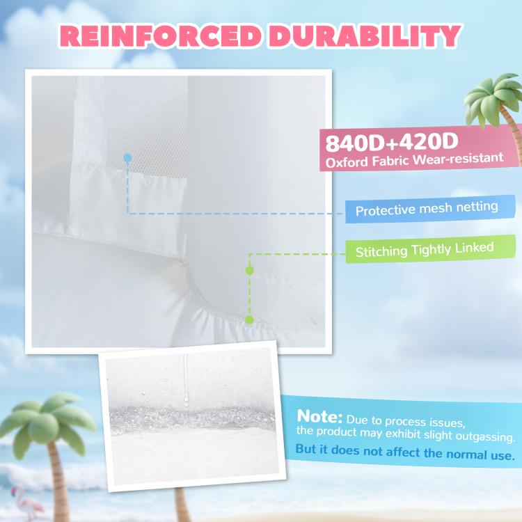 Reinforced white inflatable castle bounce house fabric panel with linked stitching