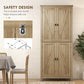 Natural wood pantry cabinet with double barn doors and black handles