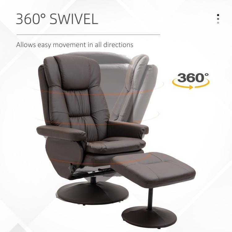 360 swivel recliner chair with matching ottoman and round pedestal base