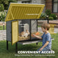 Rabbit hutch with openable roof and two front doors for easy access to the wire area