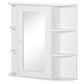 White mirrored medicine cabinet with single door and two side open shelves