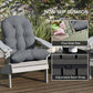Gray tufted high-back non-slip chair cushion with side tie strings