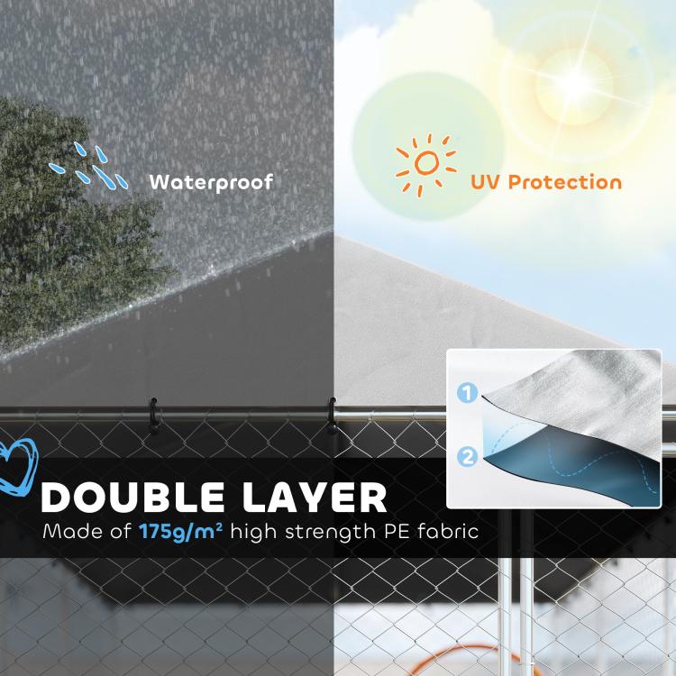 Waterproof outdoor dog kennel roof with double-layer PE fabric and UV protection
