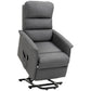 Gray lift recliner chair reclined, wide padded seat and armrest