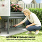 Raised garden bed greenhouse cover with built-in bottom storage shelf for tools and supplies