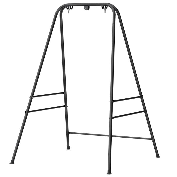 Black hammock chair stand frame with arched top, side bars, and lower support crossbar