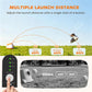 Automatic dog ball launcher with adjustable launch distance indicators and dog fetching