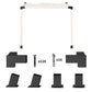 Black slanted pergola bracket kit with wall-mount and three-way brackets plus screws