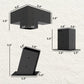 Black slanted pergola bracket shapes with dimension diagram on white background