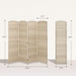 Light beige 4-panel folding room divider screen with overall size diagram shown