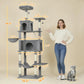 Dark gray tall cat tree with multiple levels, condos, hammocks, and scratch posts