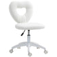 White armless teddy fleece chair with heart-shaped backrest and 5 caster base
