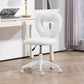 White teddy fleece armless task chair with heart-shaped back cutout and 5-wheel base