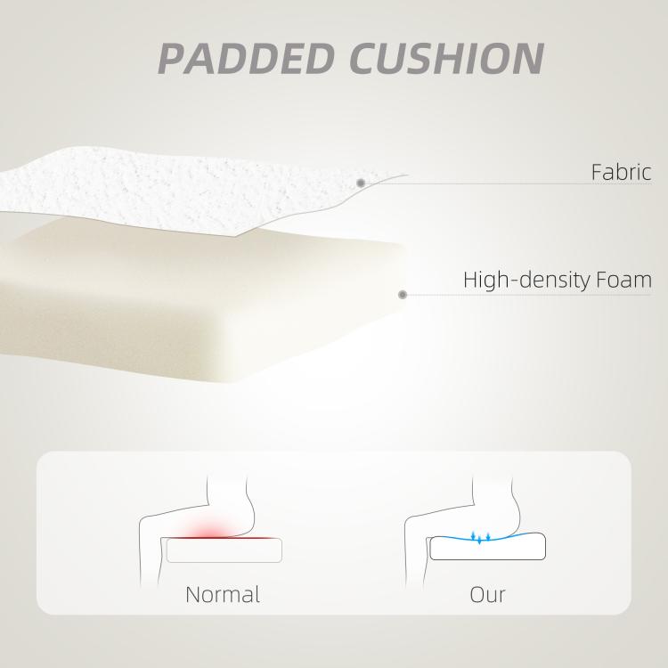 White padded teddy fleece cushion with high-density foam underlayer detail
