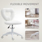 White armless swivel chair with teddy fleece heart back cutout and rolling casters