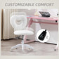 White teddy fleece armless chair with heart-shaped back cutout and swivel comfort