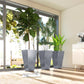 Set of 3 gray marble-finish tapered plastic flower planters, stackable design