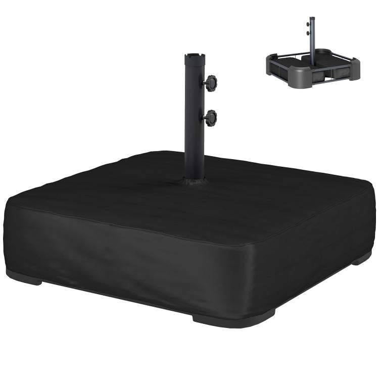Black umbrella base with square cover and vertical pole socket