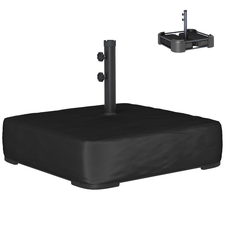 Black umbrella base with square cover and upright pole sleeve