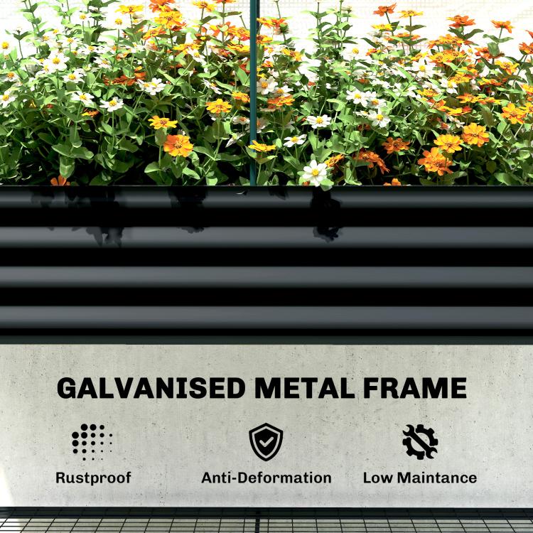 Black metal frame greenhouse cover panel for elevated raised garden bed