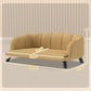 Beige pet sofa dimension diagram with cushion and black legs