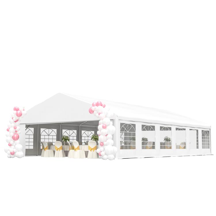 Large white outdoor carport canopy tent with removable sidewalls and window panels