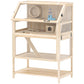 Wooden hamster cage with side door and upper tunnel hide inside