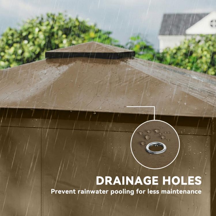 Outdoor patio gazebo soft-top canopy with drainage holes detail
