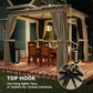 Khaki gazebo with top hook for hanging lights under the soft canopy