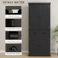 Black pantry cabinet with hinge and drawer slide detail close-ups